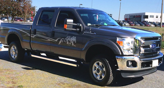 Truck with horse stickers